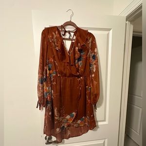 High low dress, floral auburn